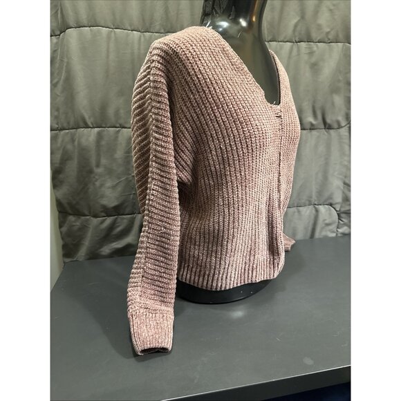 Pink Rose Sweater Womens Small Dusty Rose Soft Pullovers V-neck Long Sleeve - Picture 9 of 16